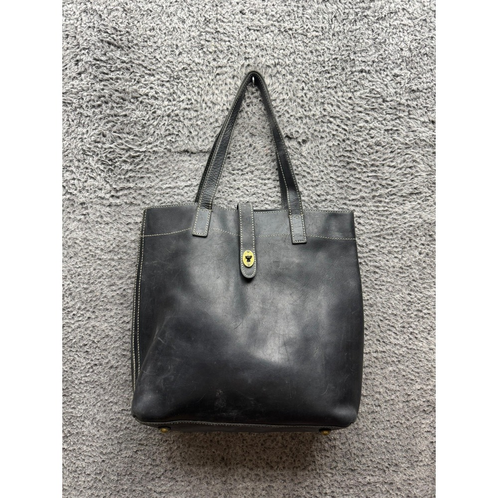 Fossil Unisex‎ Authentic Austin Black Leather Shopper Tote Shoulder Bag Black